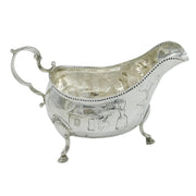Irish George III Sterling Silver Rural Pattern Sauce Boat Antique 1783 London
