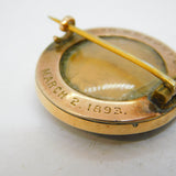 Victorian 9ct Gold, Black-White Enamel, Diamond Set Mourning Brooch Antique c1890