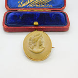 Grand Tour 9ct Yellow Gold Set Carved Lava High Relief Cameo Brooch c1820