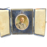 Boxed Sterling Silver Gilt Watercolour Portrait with Photo 1900 London Antique