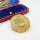 Grand Tour 9ct Yellow Gold Set Carved Lava High Relief Cameo Brooch c1820