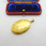 9ct Yellow Gold Floral Double Locket Pendant Vintage c1980