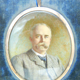 Boxed Sterling Silver Gilt Watercolour Portrait with Photo 1900 London Antique