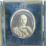 Boxed Sterling Silver Gilt Watercolour Portrait with Photo 1900 London Antique