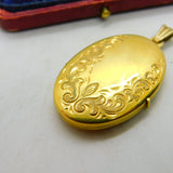 9ct Yellow Gold Floral Double Locket Pendant Vintage c1980