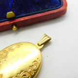 9ct Yellow Gold Floral Double Locket Pendant Vintage c1980