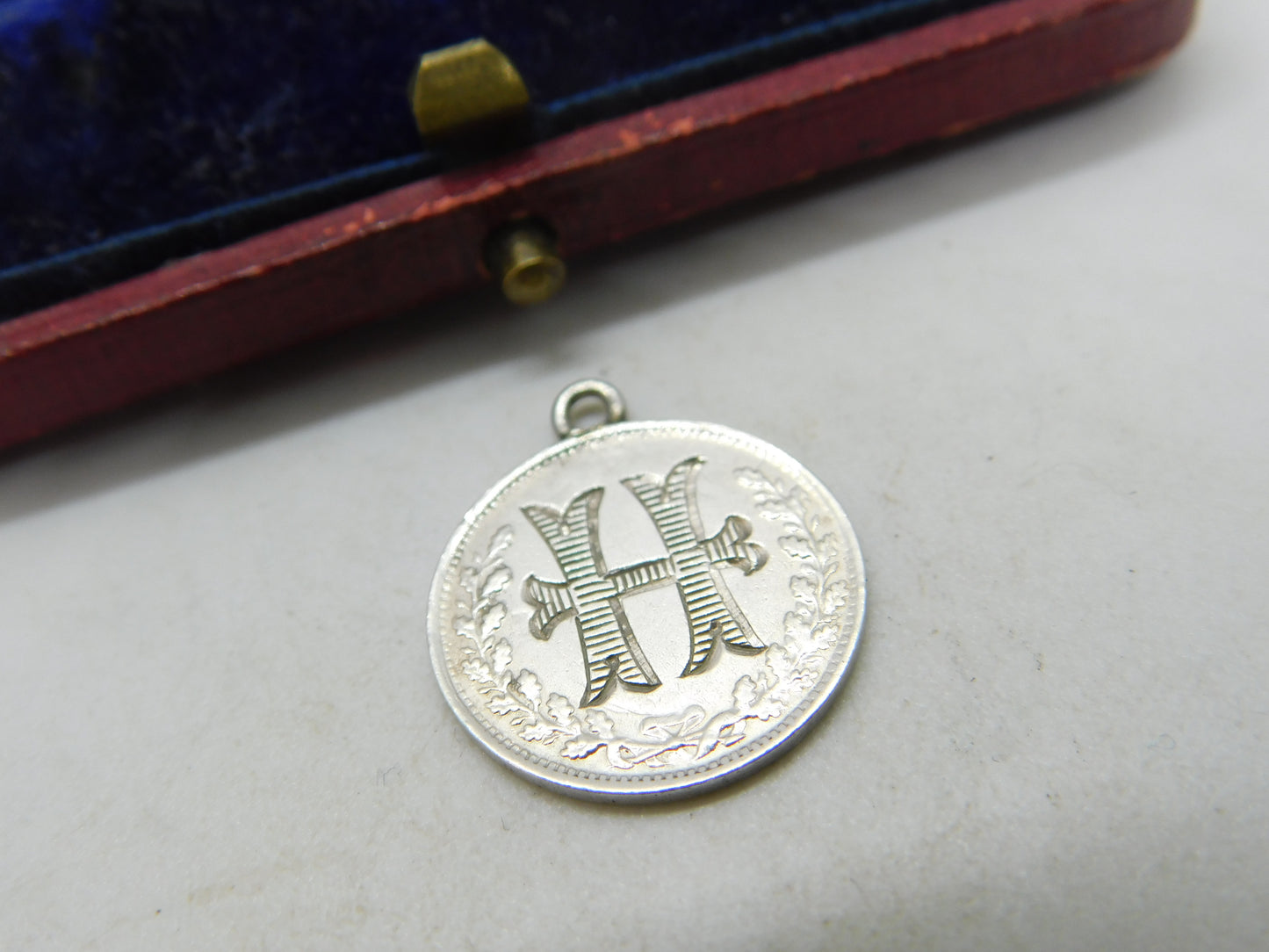 Victorian Sterling Silver 'H' Initial Love Token Charm Pendant Antique c1880