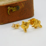 Pair of 9ct Yellow Gold Fox Mask Stud Earrings Vintage c1970