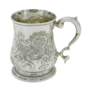 George II Sterling Silver Floral Christening Mug Tankard Antique 1739 London