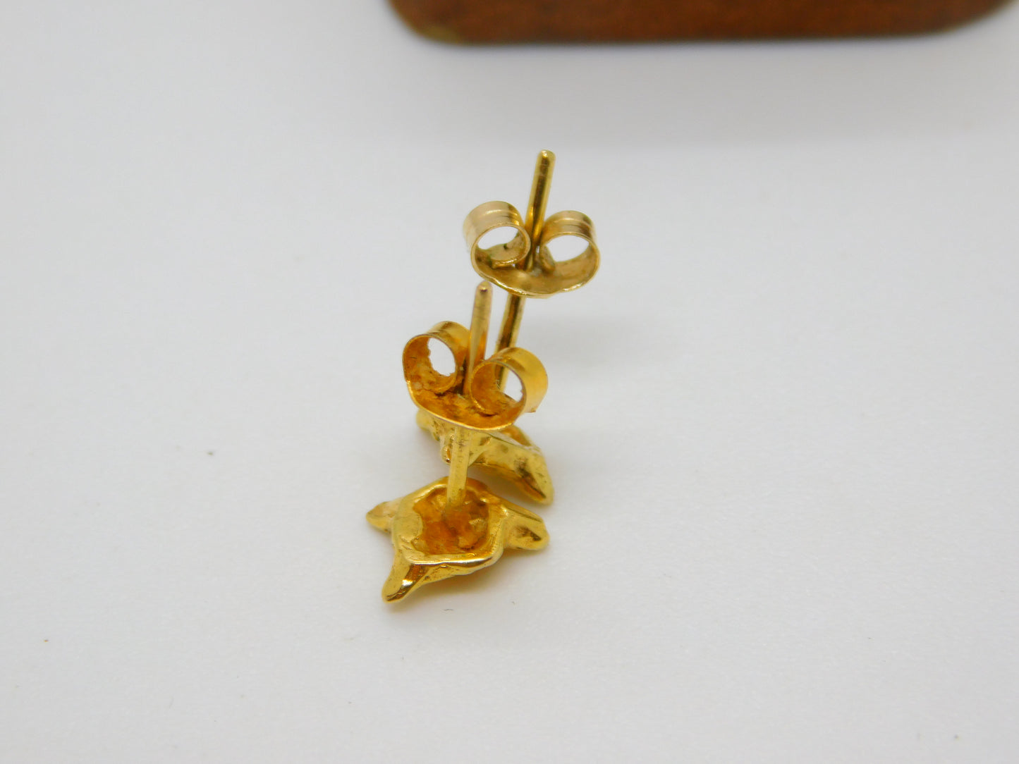 Pair of 9ct Yellow Gold Fox Mask Stud Earrings Vintage c1970