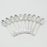 Edwardian Sterling Silver Floral Pattern Set of 10 Teaspoons Elkington 1906 Birmingham