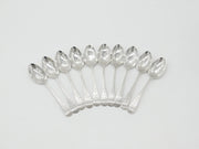 Edwardian Sterling Silver Floral Pattern Set of 10 Teaspoons Elkington 1906 Birmingham