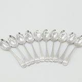 Edwardian Sterling Silver Floral Pattern Set of 10 Teaspoons Elkington 1906 Birmingham