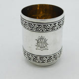 Victorian Sterling Silver Shamrock Pattern Christening Mug Antique 1898 London