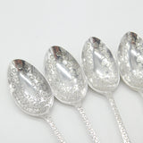 Edwardian Sterling Silver Floral Pattern Set of 10 Teaspoons Elkington 1906 Birmingham