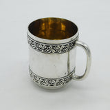 Victorian Sterling Silver Shamrock Pattern Christening Mug Antique 1898 London