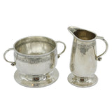 Liberty & Co Sterling Silver Planished Sugar Bowl & Cream Jug Antique 1922 Deco