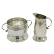 Liberty & Co Sterling Silver Planished Sugar Bowl & Cream Jug Antique 1922 Deco