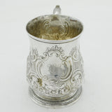George II Sterling Silver Floral Christening Mug Tankard Antique 1739 London