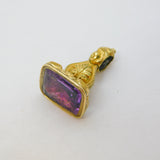 Victorian Rolled Gold Carved Amethyst Floral Intaglio Fob Seal Antique c1860