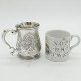 George II Sterling Silver Floral Christening Mug Tankard Antique 1739 London