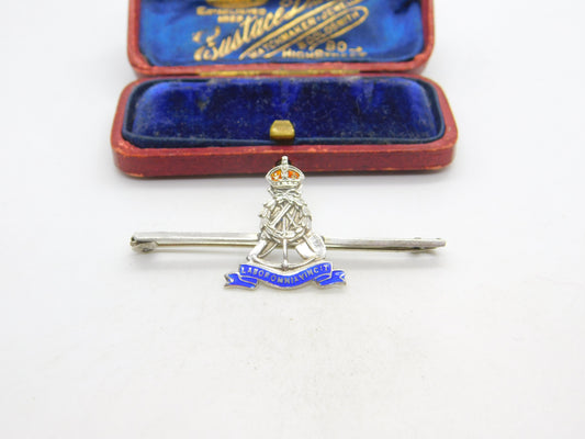 WWII Sterling Silver & Enamel Royal Pioneer Corps Sweetheart Brooch c1940