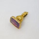 Victorian Rolled Gold Carved Amethyst Floral Intaglio Fob Seal Antique c1860