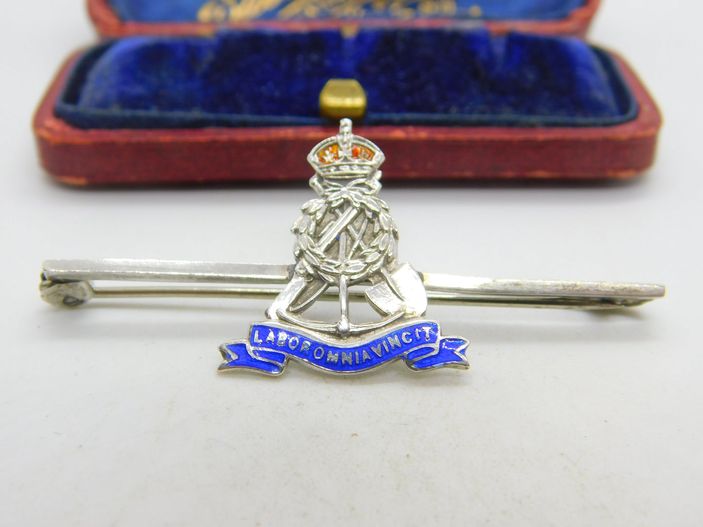 WWII Sterling Silver & Enamel Royal Pioneer Corps Sweetheart Brooch c1940