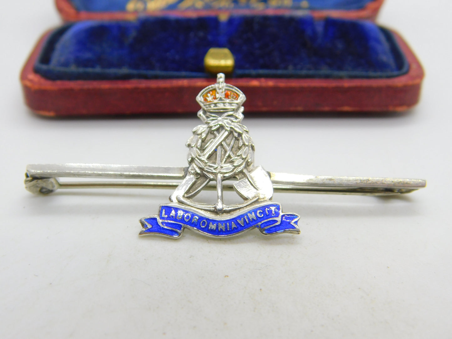 WWII Sterling Silver & Enamel Royal Pioneer Corps Sweetheart Brooch c1940