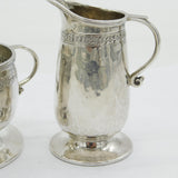 Liberty & Co Sterling Silver Planished Sugar Bowl & Cream Jug Antique 1922 Deco