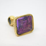 Victorian Rolled Gold Carved Amethyst Floral Intaglio Fob Seal Antique c1860