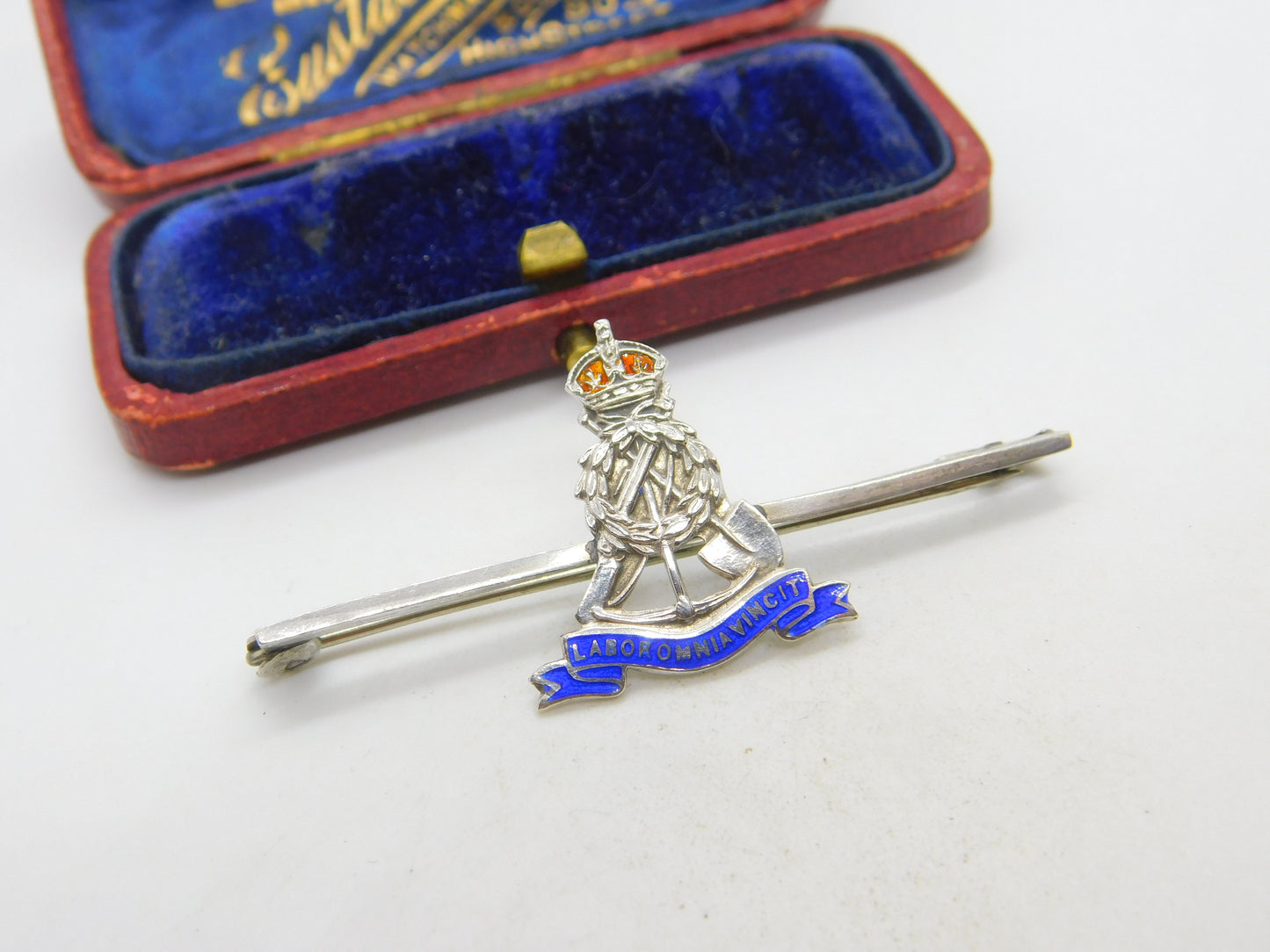 WWII Sterling Silver & Enamel Royal Pioneer Corps Sweetheart Brooch c1940