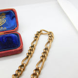 Victorian Rolled Gold Figaro Link Albert Watch Chain Necklace with T-Bar c1860