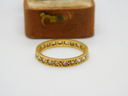 18ct Yellow Gold & Spinel Set Eternity Ring Antique c1920 Art Deco Size O 1/2 UK