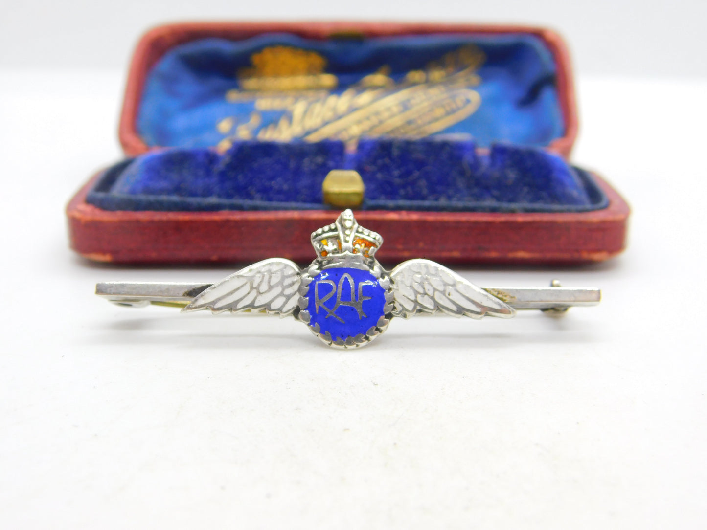 WWII Sterling Silver & Enamel RAF Sweetheart Brooch c1940 Antique