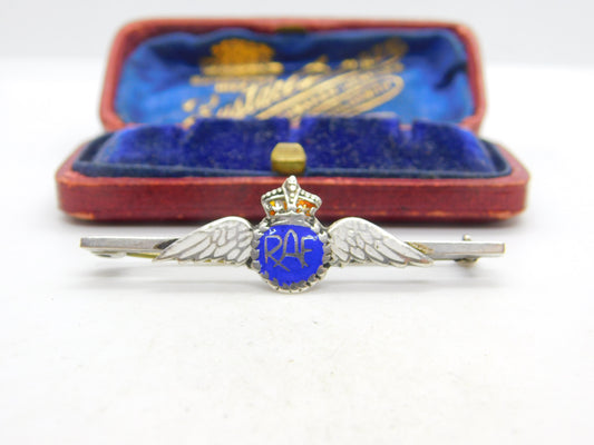 WWII Sterling Silver & Enamel RAF Sweetheart Brooch c1940 Antique