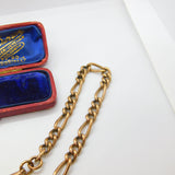 Victorian Rolled Gold Figaro Link Albert Watch Chain Necklace with T-Bar c1860