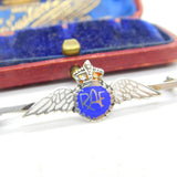 WWII Sterling Silver & Enamel RAF Sweetheart Brooch c1940 Antique