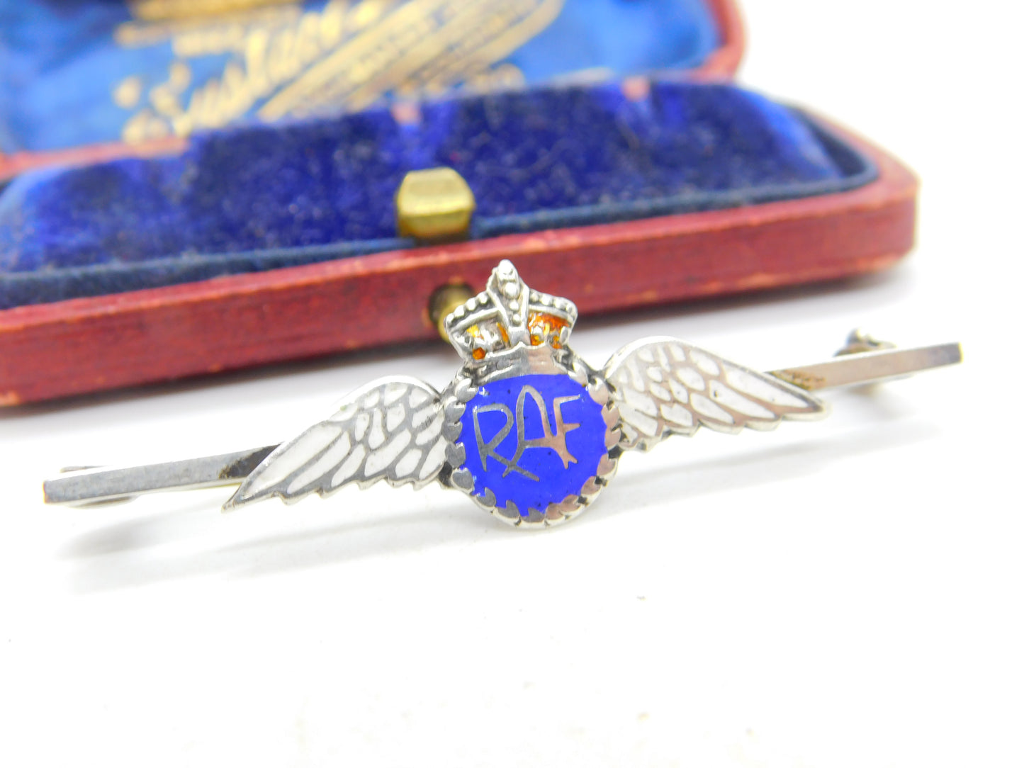 WWII Sterling Silver & Enamel RAF Sweetheart Brooch c1940 Antique