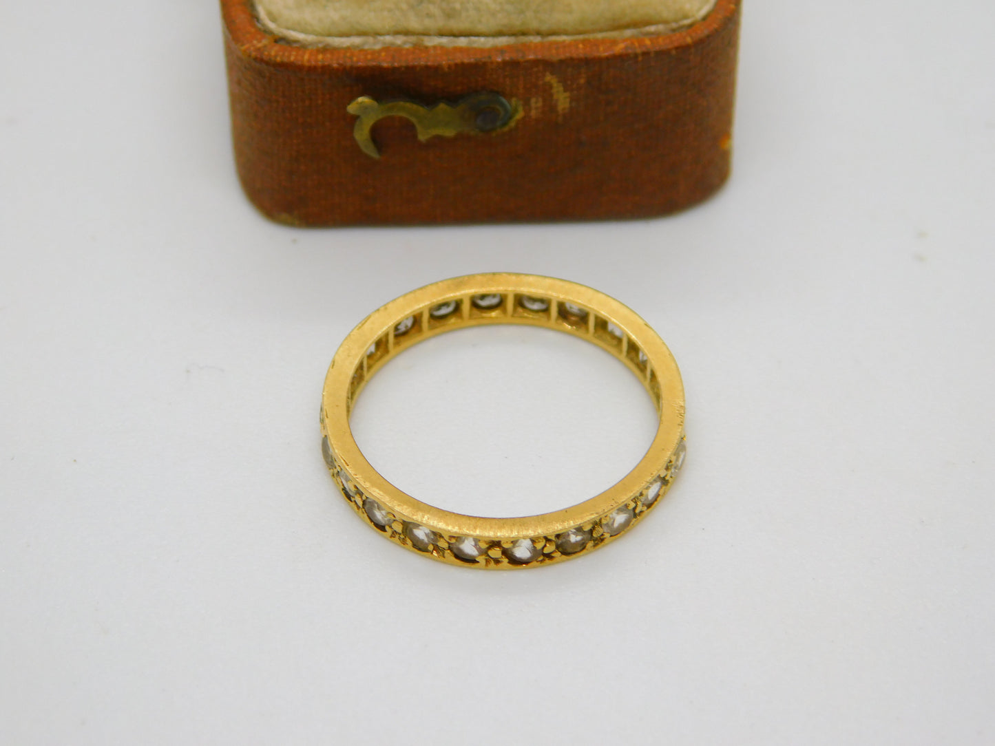 18ct Yellow Gold & Spinel Set Eternity Ring Antique c1920 Art Deco Size O 1/2 UK