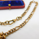 Victorian Rolled Gold Figaro Link Albert Watch Chain Necklace with T-Bar c1860