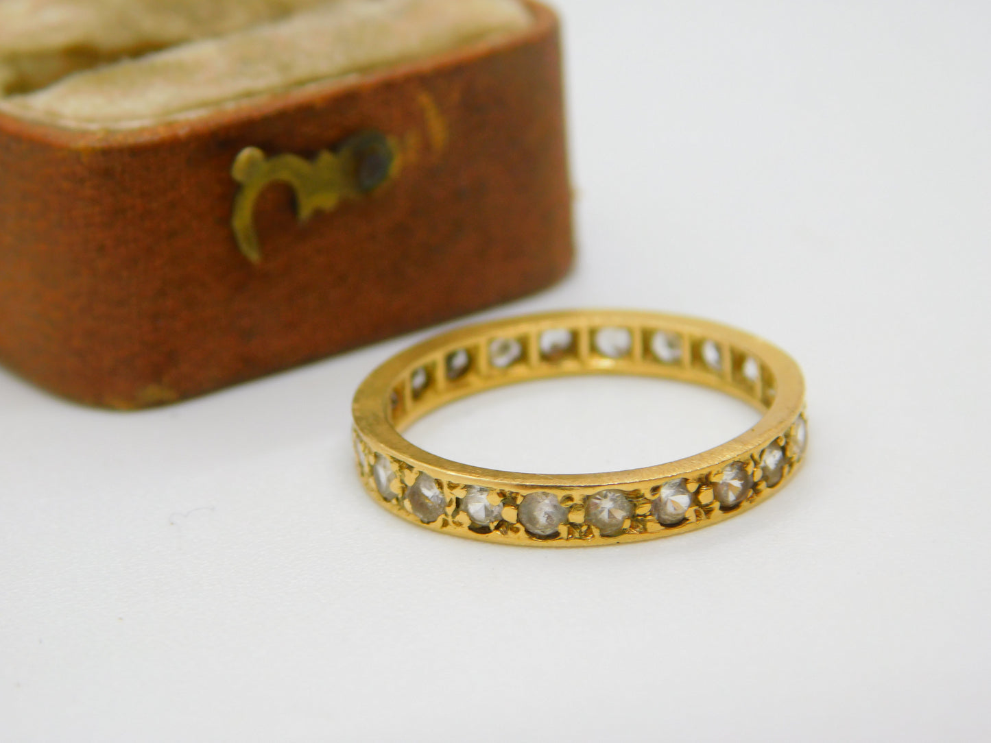 18ct Yellow Gold & Spinel Set Eternity Ring Antique c1920 Art Deco Size O 1/2 UK