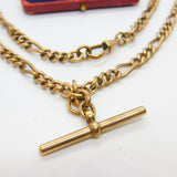 Victorian Rolled Gold Figaro Link Albert Watch Chain Necklace with T-Bar c1860