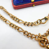 Victorian Rolled Gold Figaro Link Albert Watch Chain Necklace with T-Bar c1860