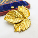Danish Gold on Sterling Silver Leaf Form Brooch by Flora Danica c1950 Vintage