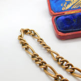 Victorian Rolled Gold Figaro Link Albert Watch Chain Necklace with T-Bar c1860