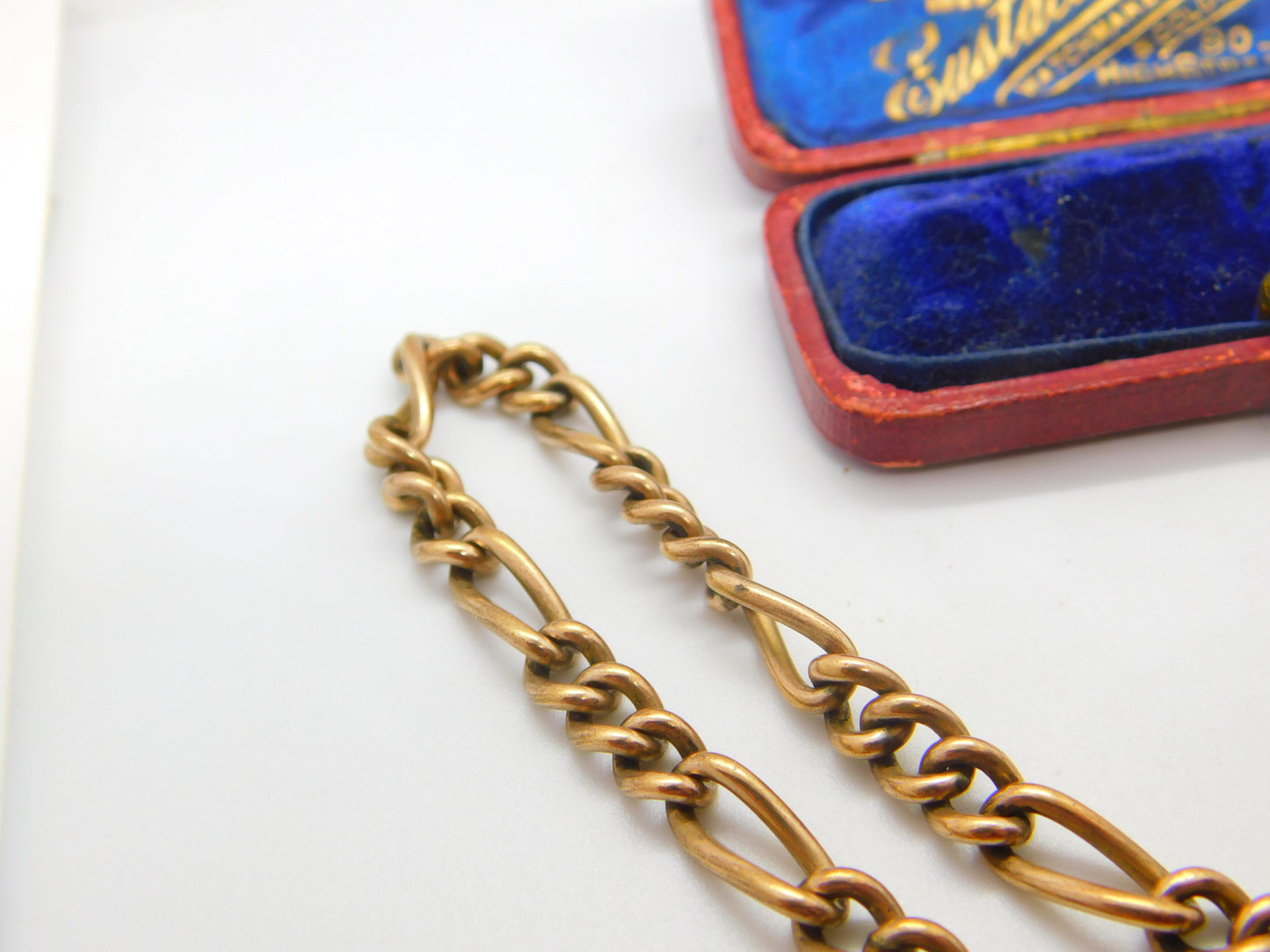 Victorian Rolled Gold Figaro Link Albert Watch Chain Necklace with T-Bar c1860