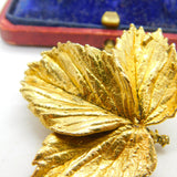 Danish Gold on Sterling Silver Leaf Form Brooch by Flora Danica c1950 Vintage