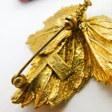Danish Gold on Sterling Silver Leaf Form Brooch by Flora Danica c1950 Vintage