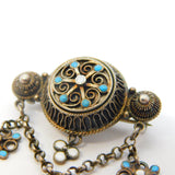20th Century Scandinavian .830 Silver Enamel Floral Brooch Antique c1920